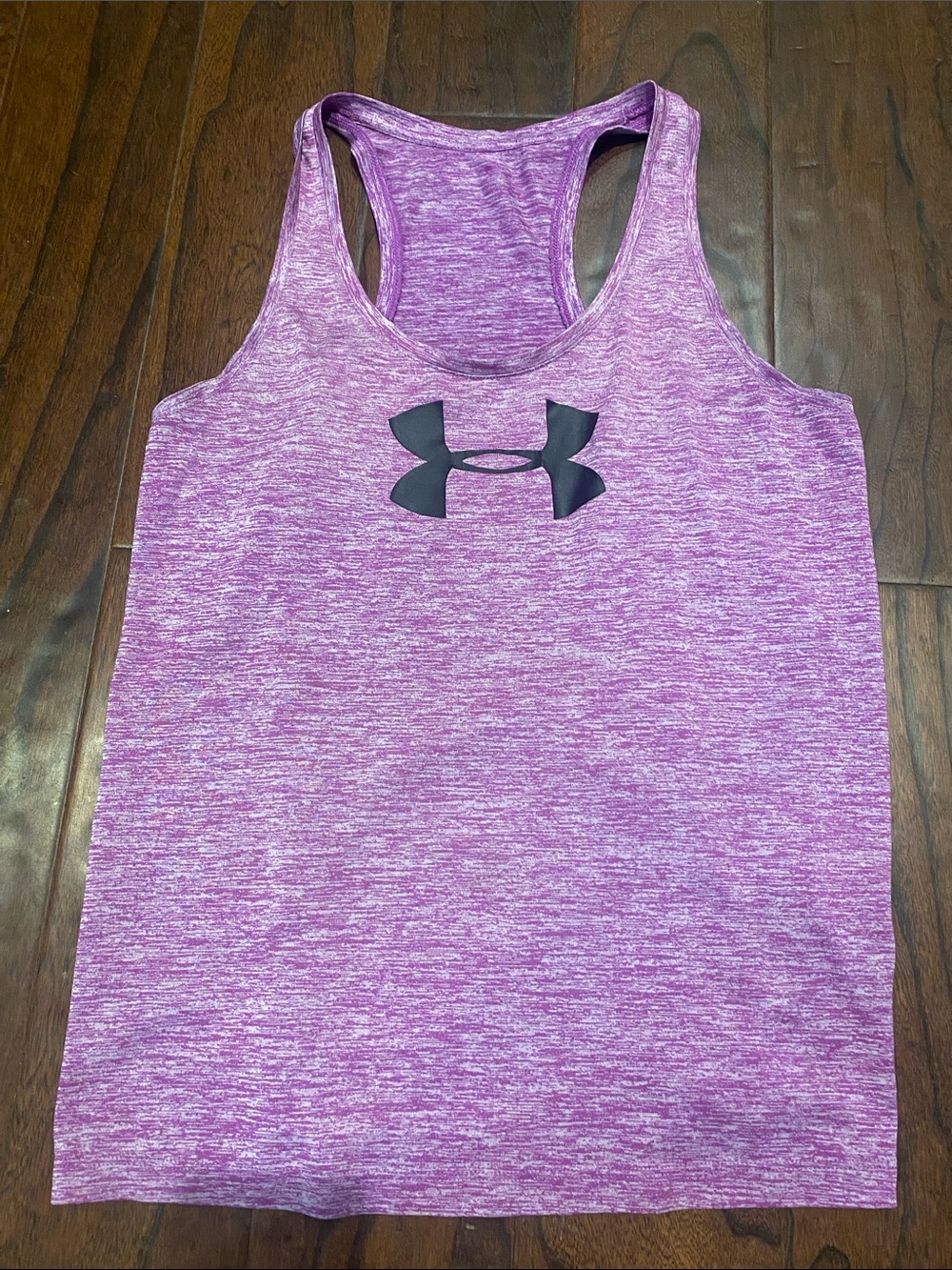 Under Armour Purple Heather Racerback Tank with Black Logo